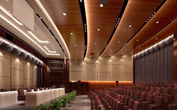 福建漳州多功能廳木質(zhì)吸音板聲學(xué)工程-1